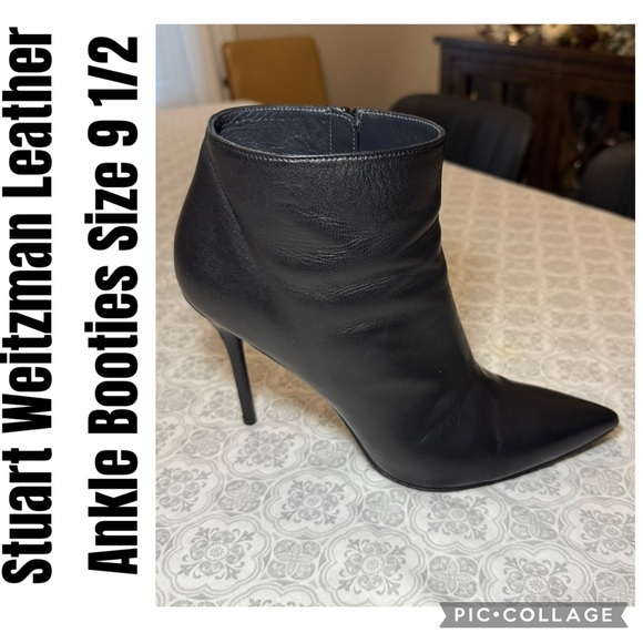 Stuart Weitzman Leather Ankle Booties Size 9 1/2 - Picture 1 of 15